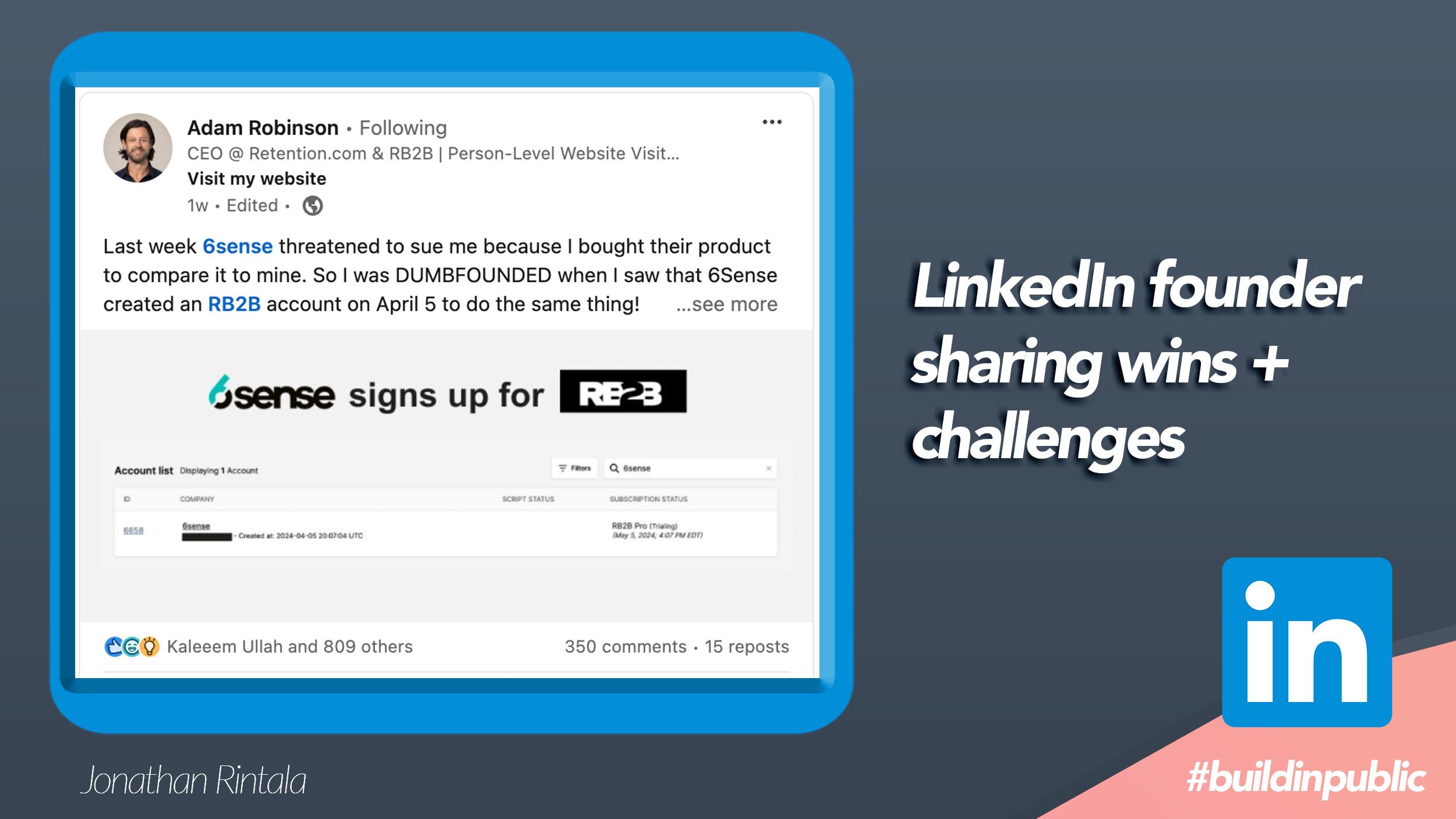 Example: LinkedIn founder sharing wins and challenges - The Art of Storytelling
