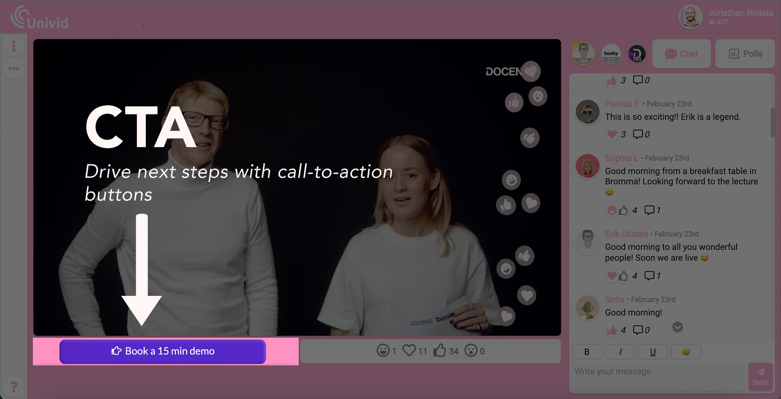 Example of call-to-action in webinar