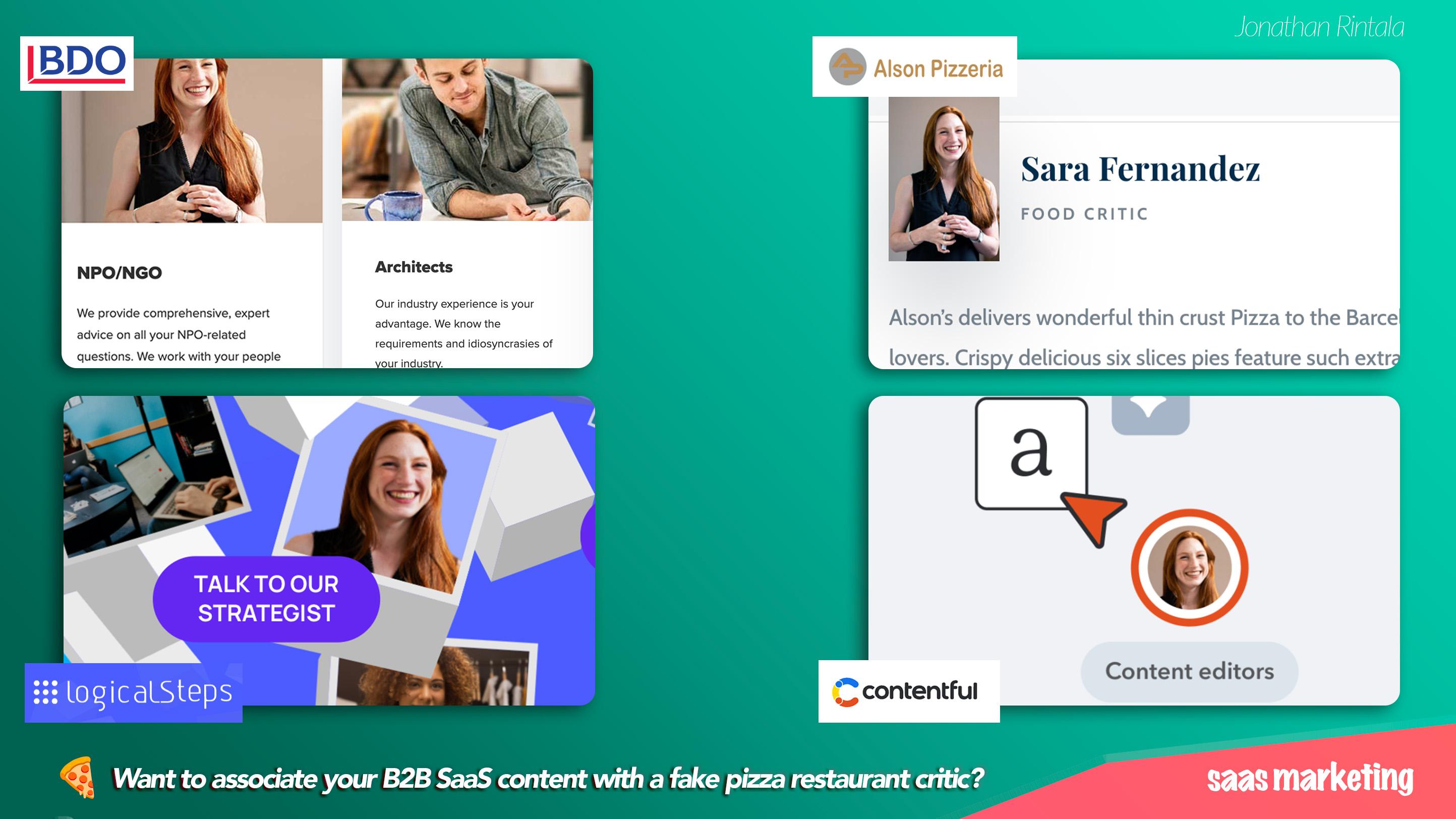 B2B SaaS Marketing - Stock images associates you with content you might not want