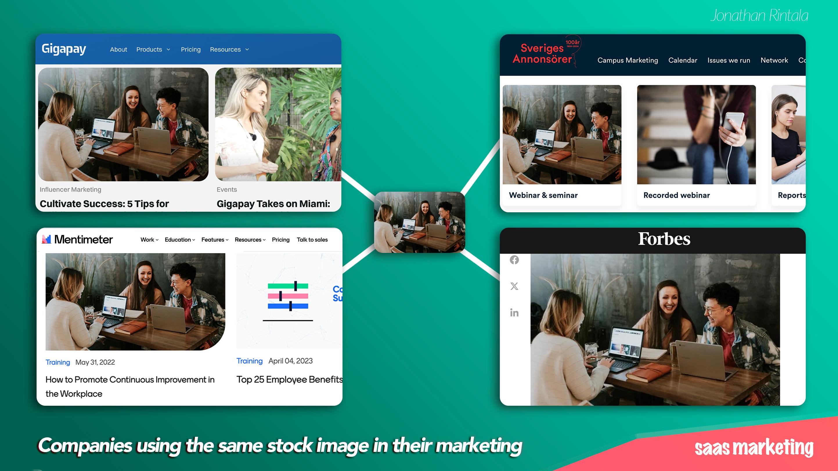 Companies using the same stock images in marketing