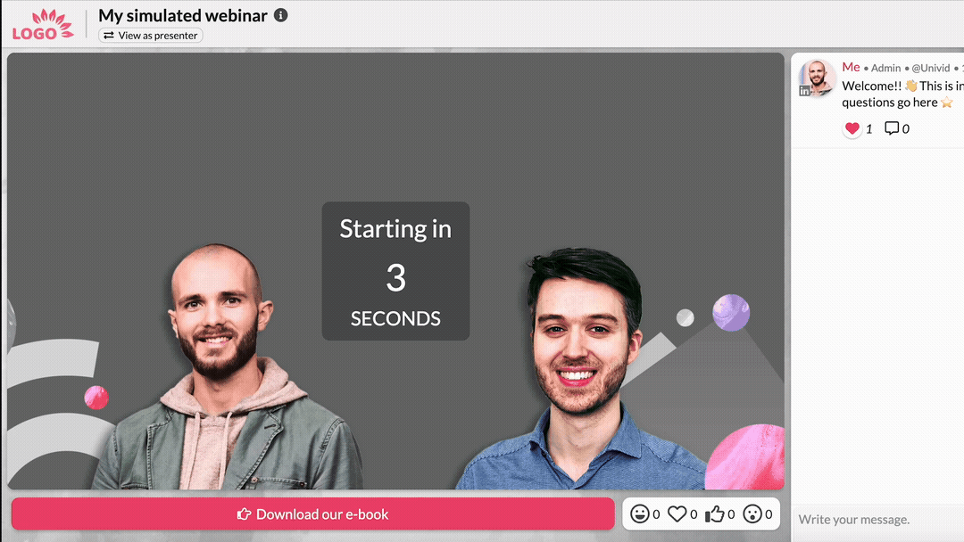 Example: Webinar going live for attendees Example: Webinar going live for attendees
