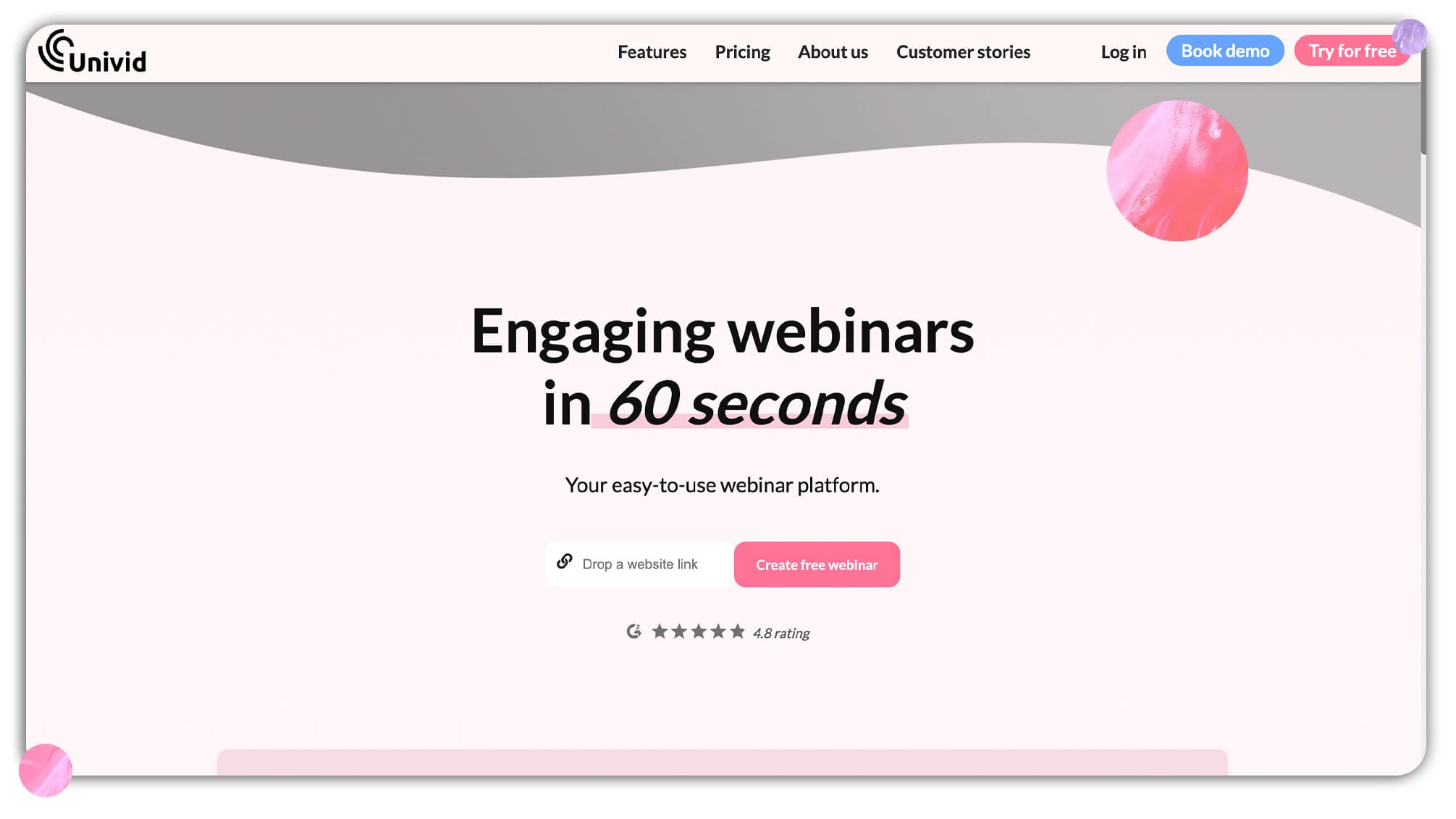 Univid website: Create engaging webinars in 60 seconds Univid website: Create engaging webinars in 60 seconds