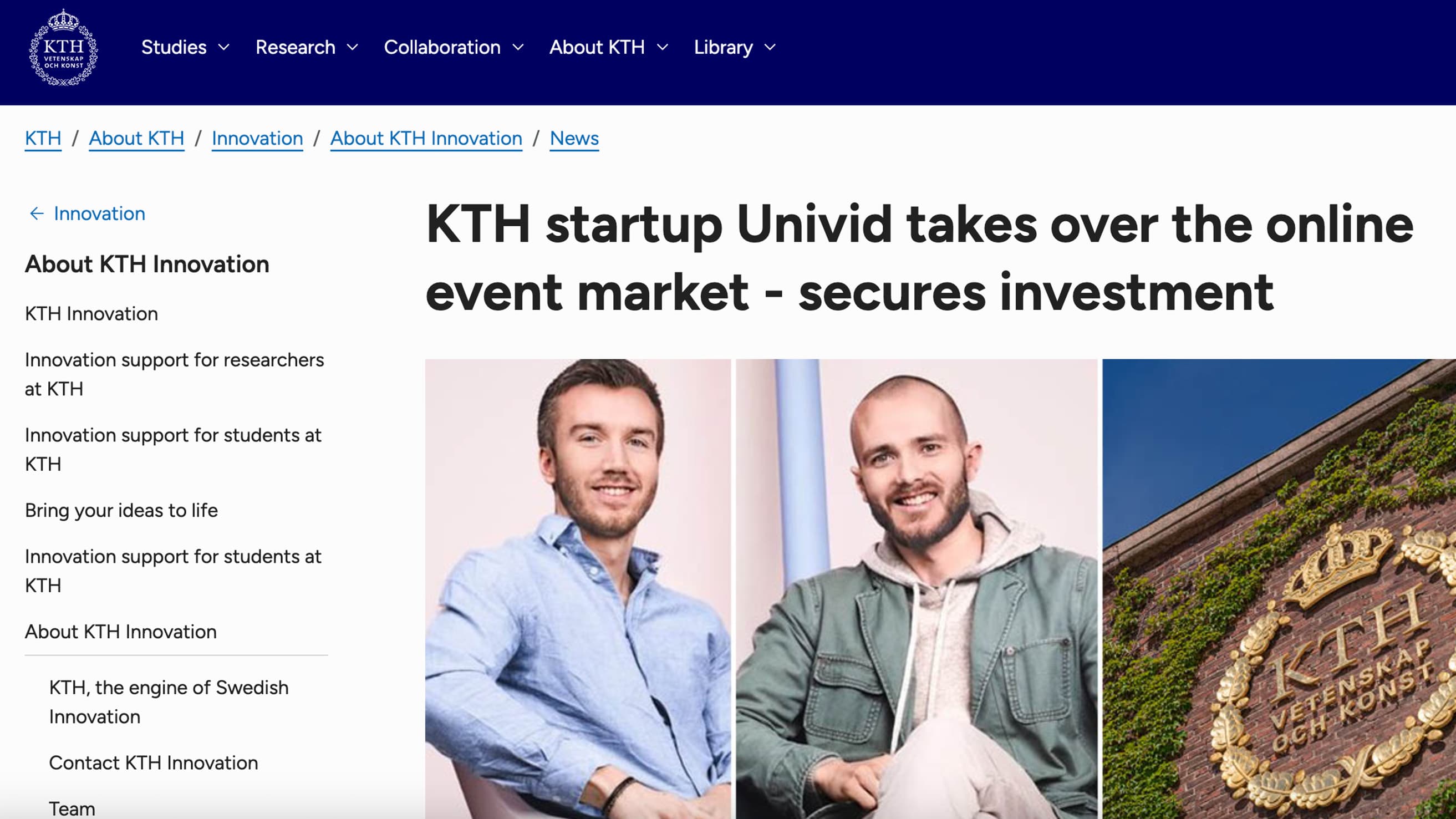 KTH University - Sweden's largest technical university features Jonathan Rintala & Univid KTH University - Sweden's largest technical university features Jonathan Rintala & Univid