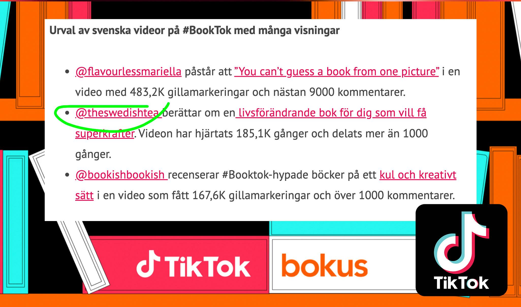 TikTok Nordics press release mentioning @jonathanrintala (prev @theswedishtea)