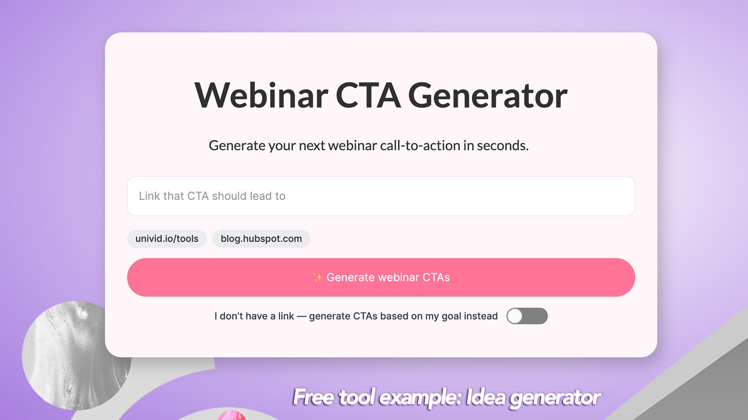 Free tools example in marketing - Idea generator Free tools example in marketing - Idea generator