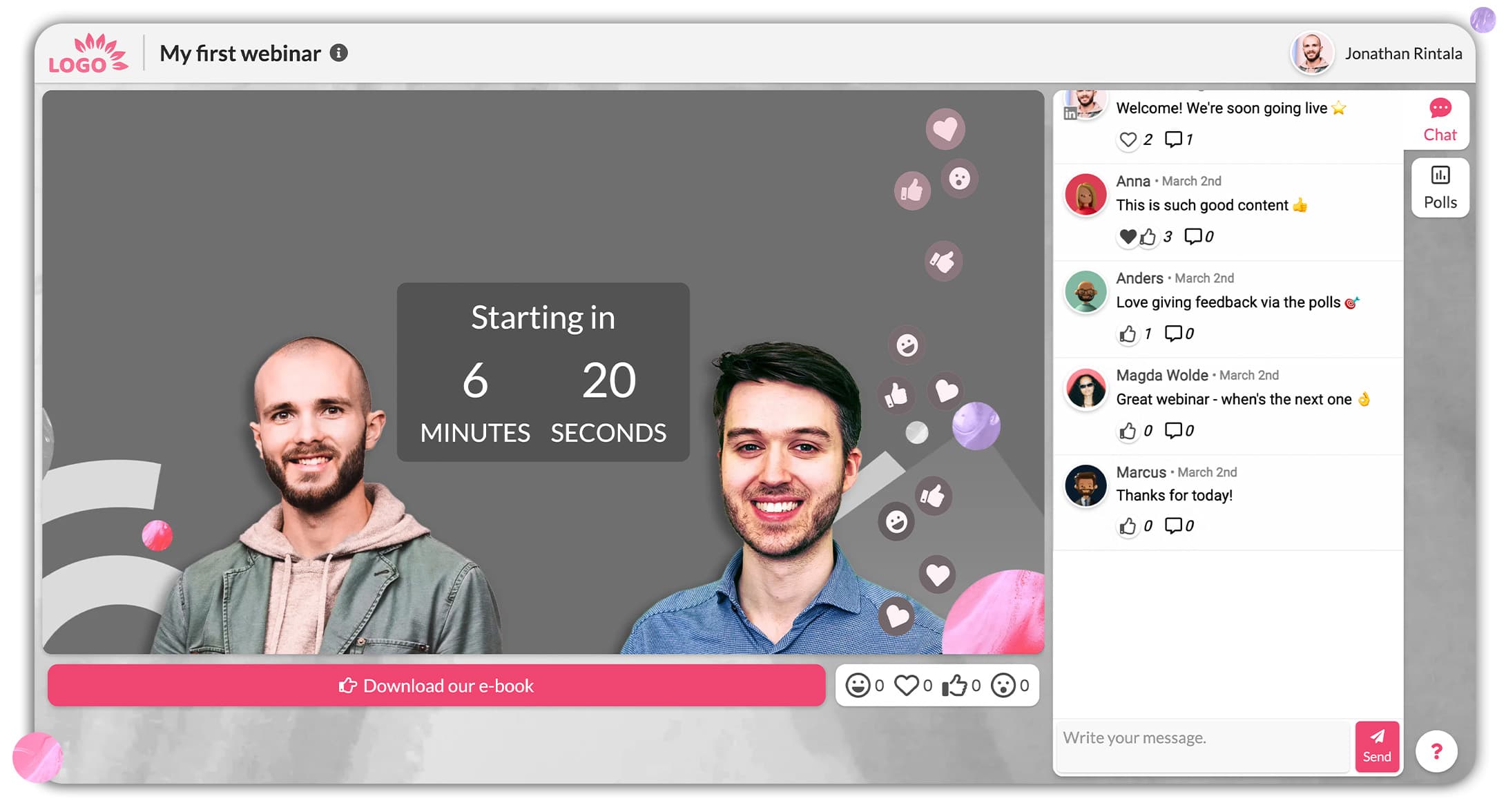 Branded webinar example: Before going live Branded webinar example: Before going live