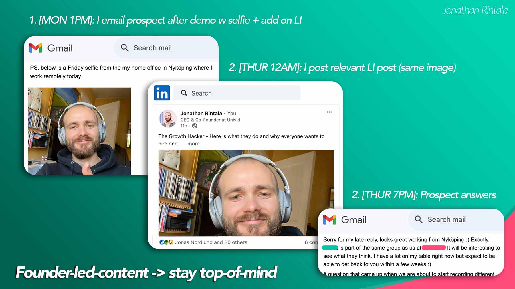 Example of Founder-led Content for SaaS - Staying top of mind Example of Founder-led Content for SaaS - Staying top of mind