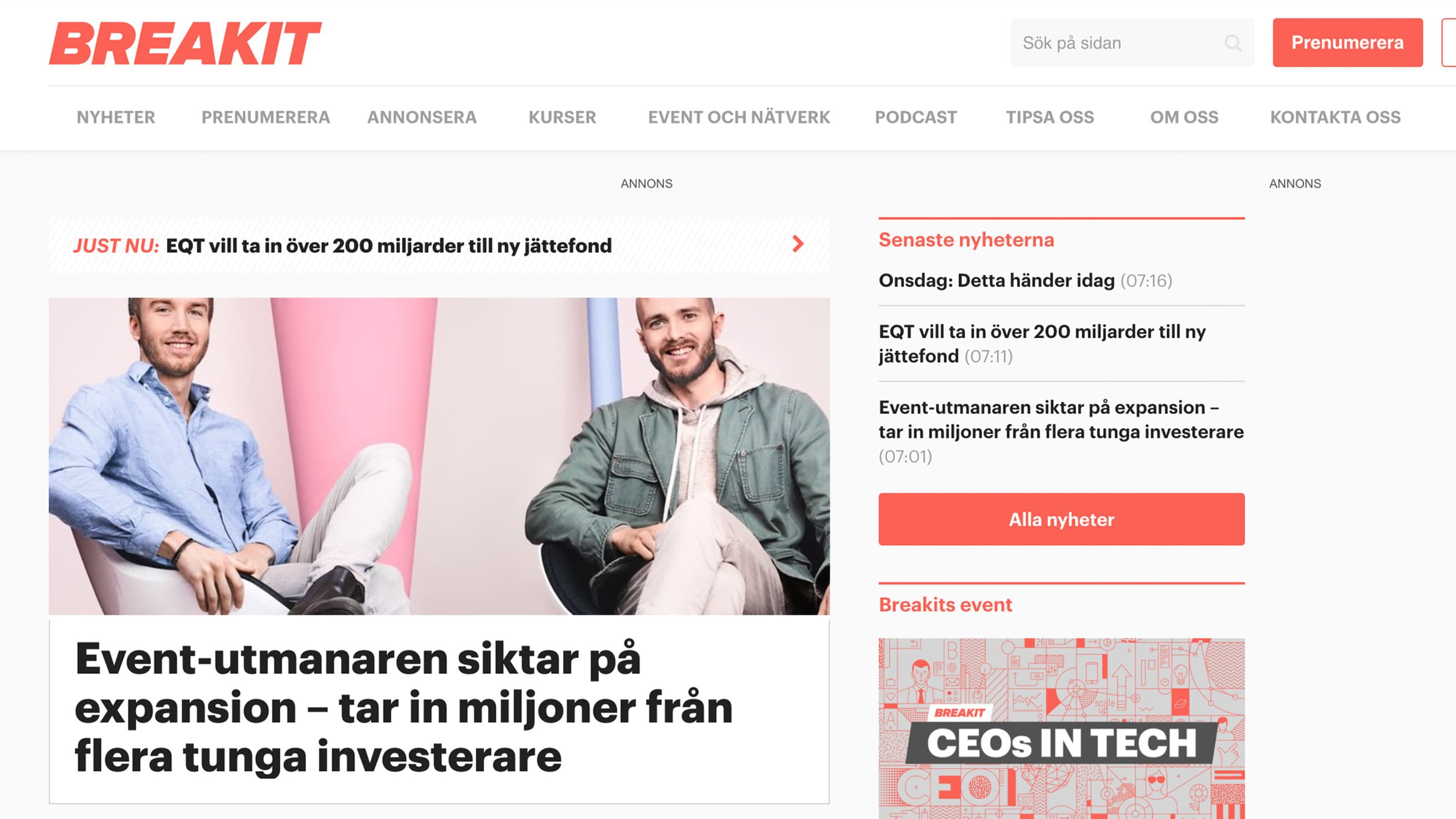 Univid backed by investors - Press release and feature in Swedish startup newspaper Breakit Univid backed by investors - Press release and feature in Swedish startup newspaper Breakit