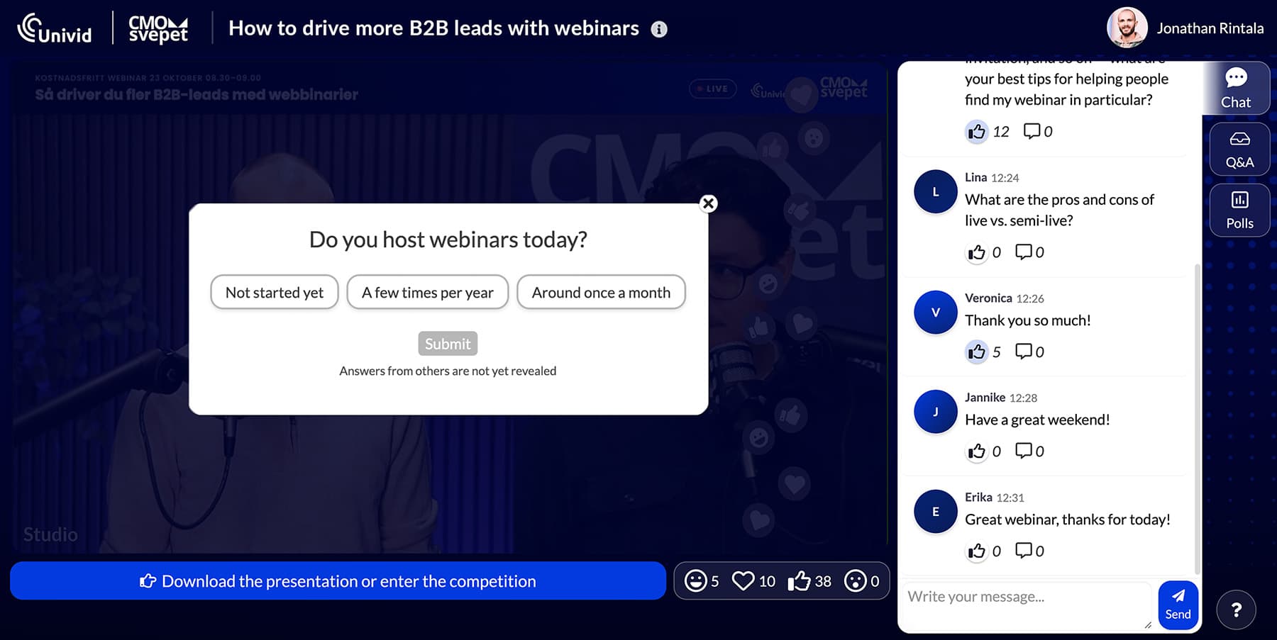 Launching multiple choice poll in webinar Launching multiple choice poll in webinar