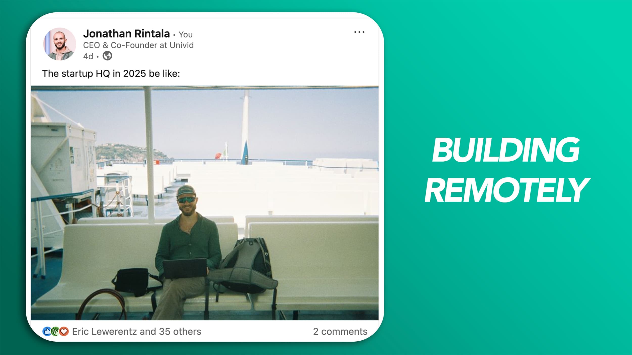 Startup founder working remotely across the world Startup founder working remotely across the world