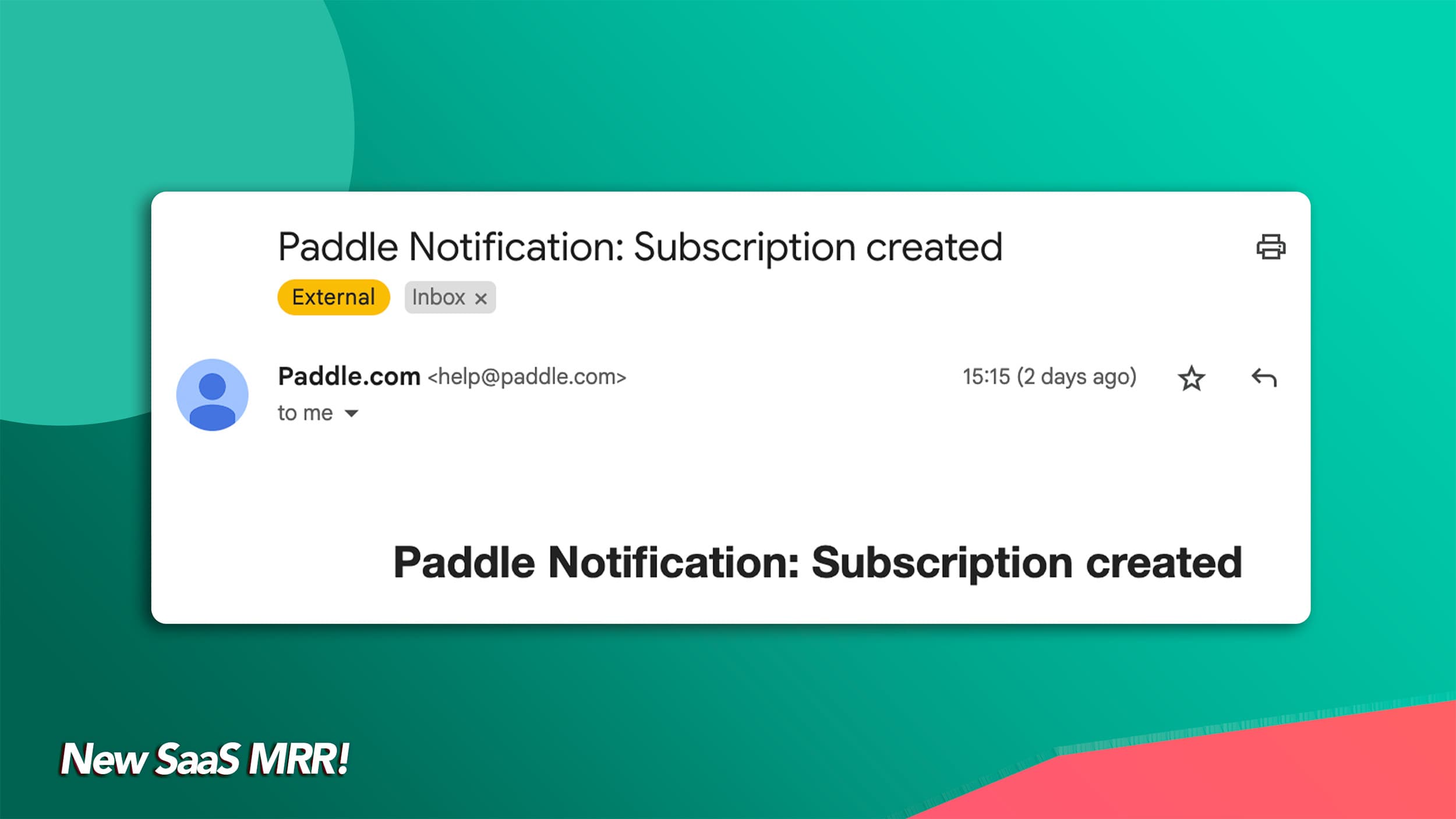 New MRR for SaaS - Notification of subscription created New MRR for SaaS - Notification of subscription created