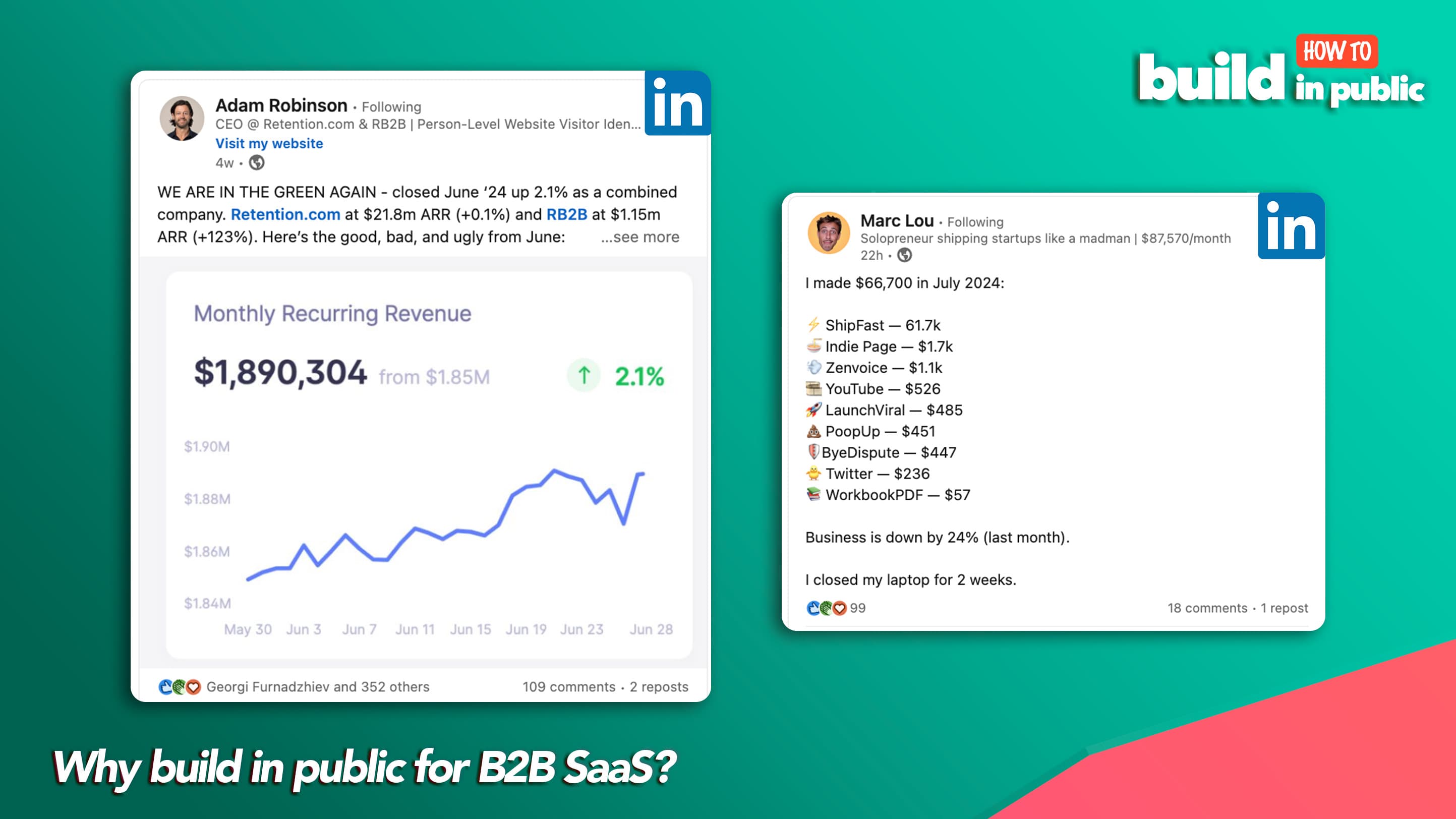 Why build a B2B SaaS in Public? Build in public like Adam Robinson, Marc Lou, Jonathan Rintala, and Guillaume Moubeche.