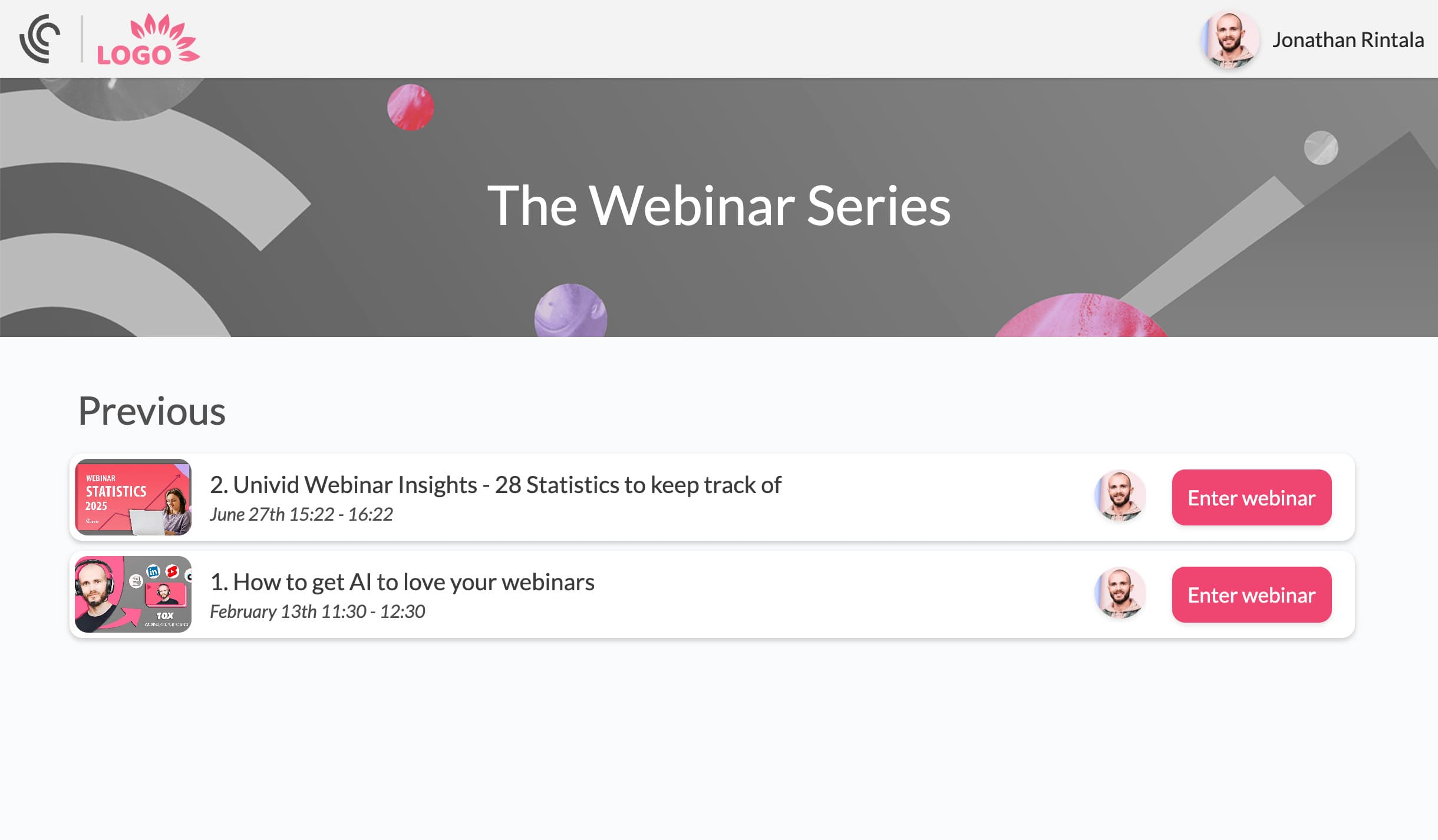 Example of webinar series Example of webinar series