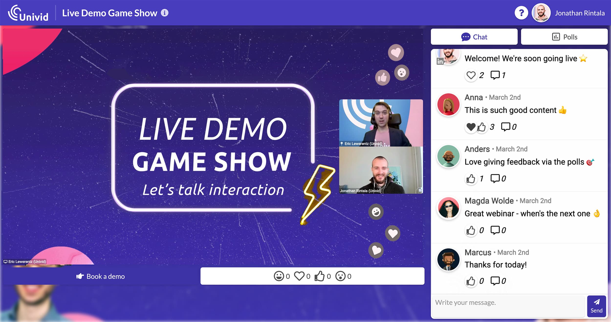 Live B2B SaaS webinar with interaction in Univid Live B2B SaaS webinar with interaction in Univid