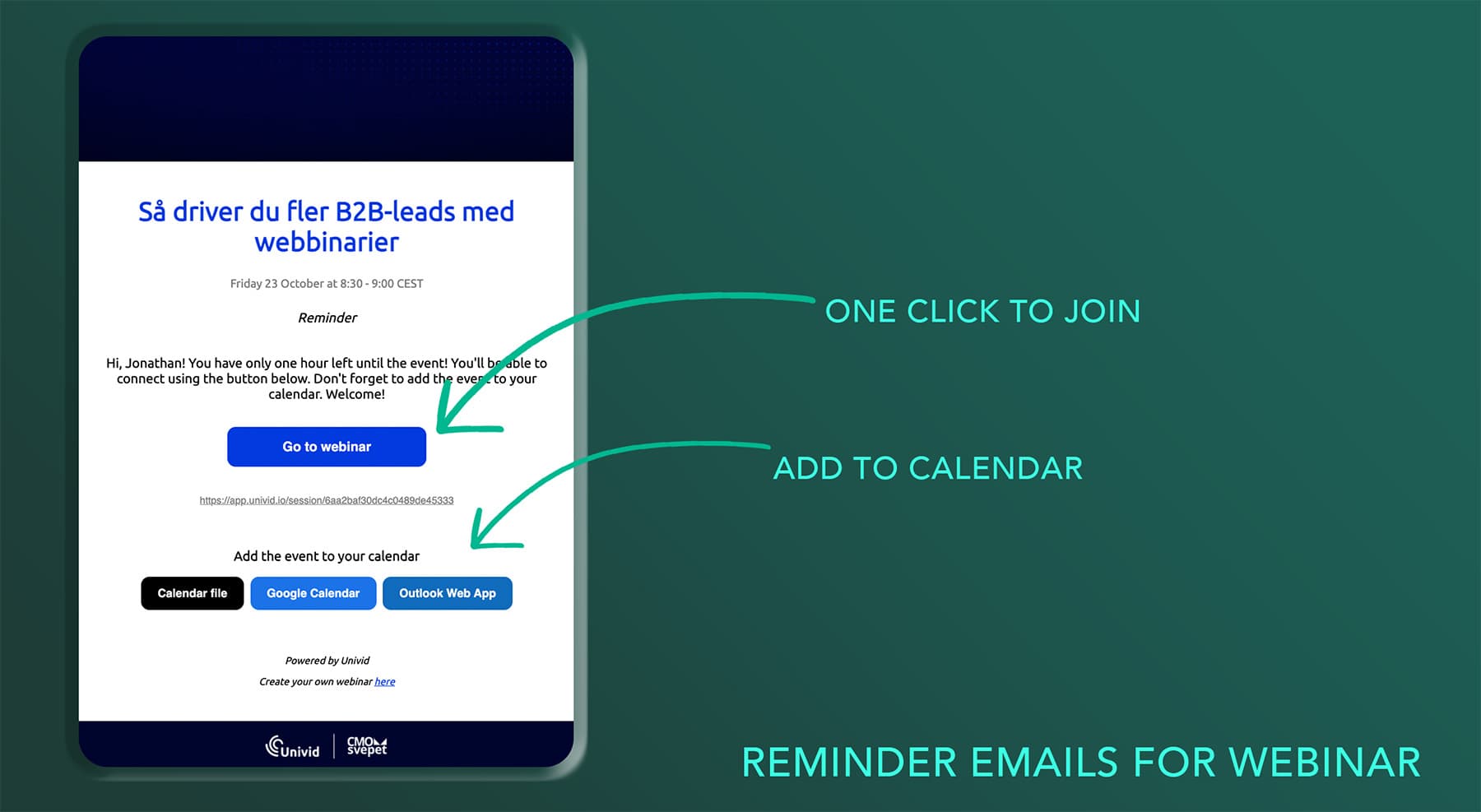Webinar email reminders Webinar email reminders