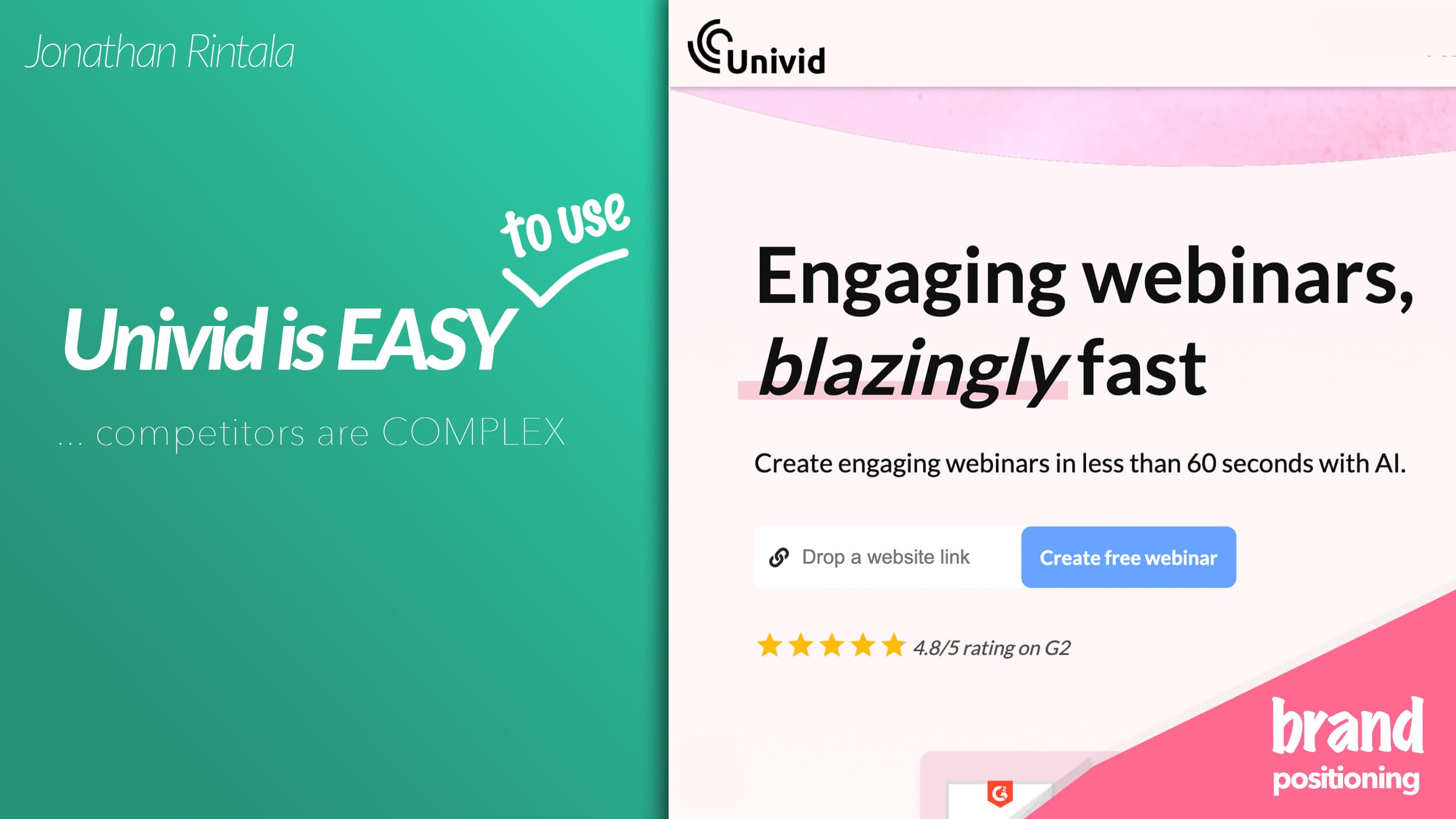 Brand positioning example on landing page of B2B SaaS - Univid Brand positioning example on landing page of B2B SaaS - Univid